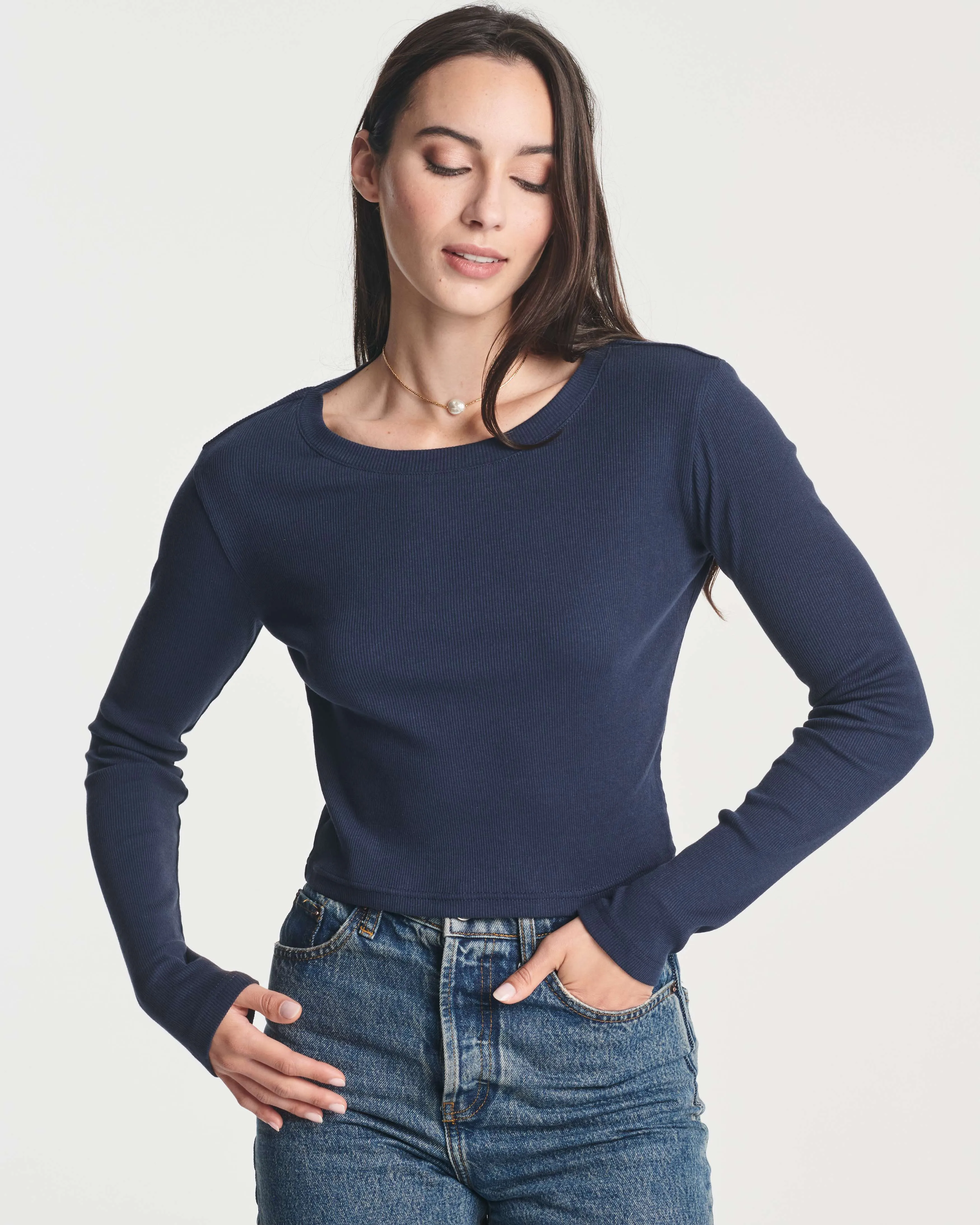 4 Pack: Women's Long Sleeve Ribbed Knit Crop Top (Available in Plus Size)