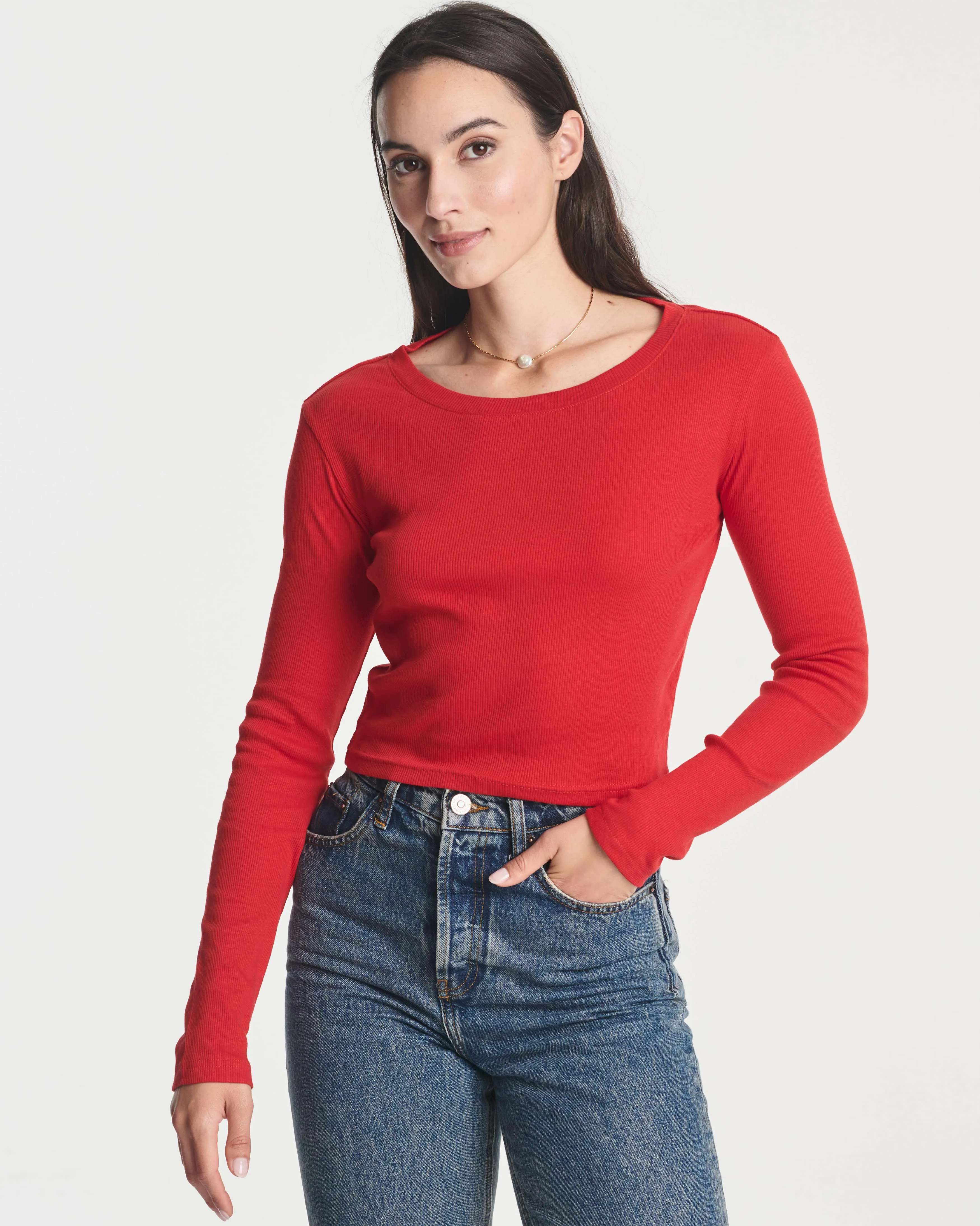 4 Pack: Women's Long Sleeve Ribbed Knit Crop Top (Available in Plus Size)