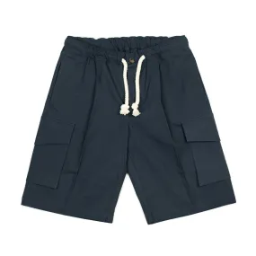 AAtrio drawstring easy shorts in navy cotton ripstop