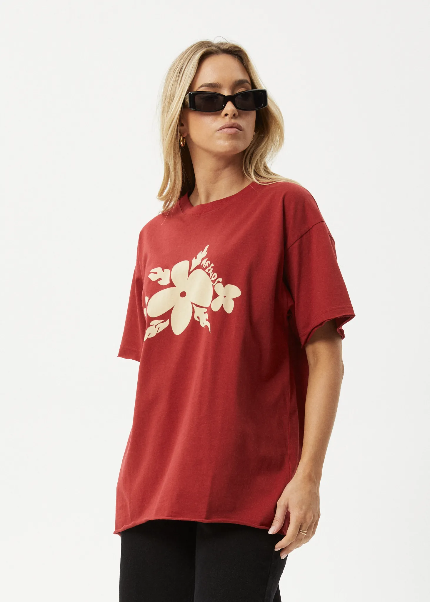 AFENDS Womens Island - Oversized T-Shirt - Ketchup