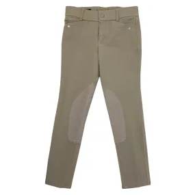 Ariat 'Heritage' Front Zip Knee Patch Breeches in Tan - Children's 8