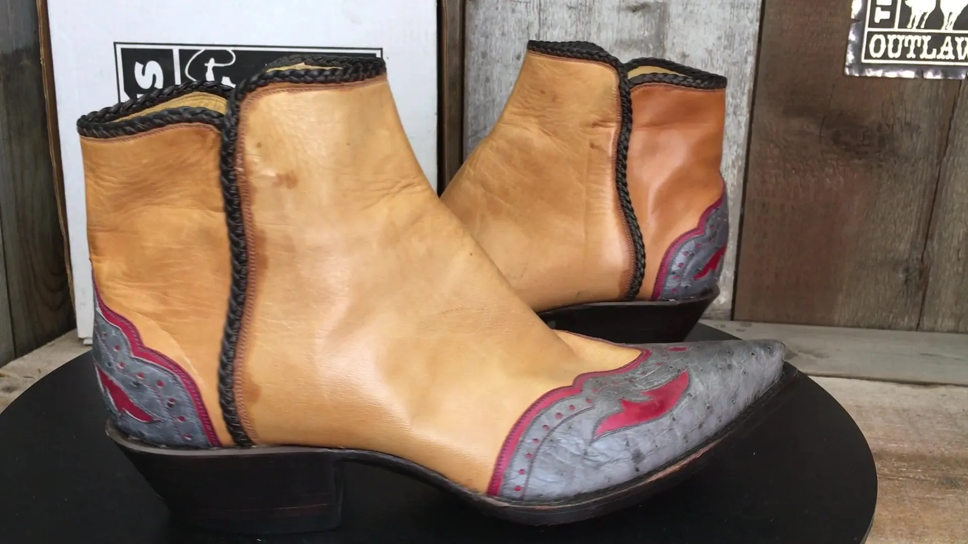 Calf & Ostrich   Tres Outlaws Flamingo Zip Boot 1664