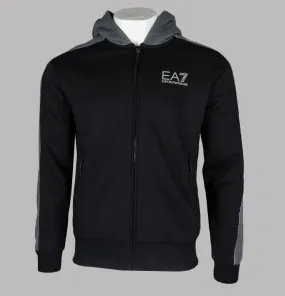 EA7 Athletic Colour Block Zip Up Hooded Sweatshirt Black