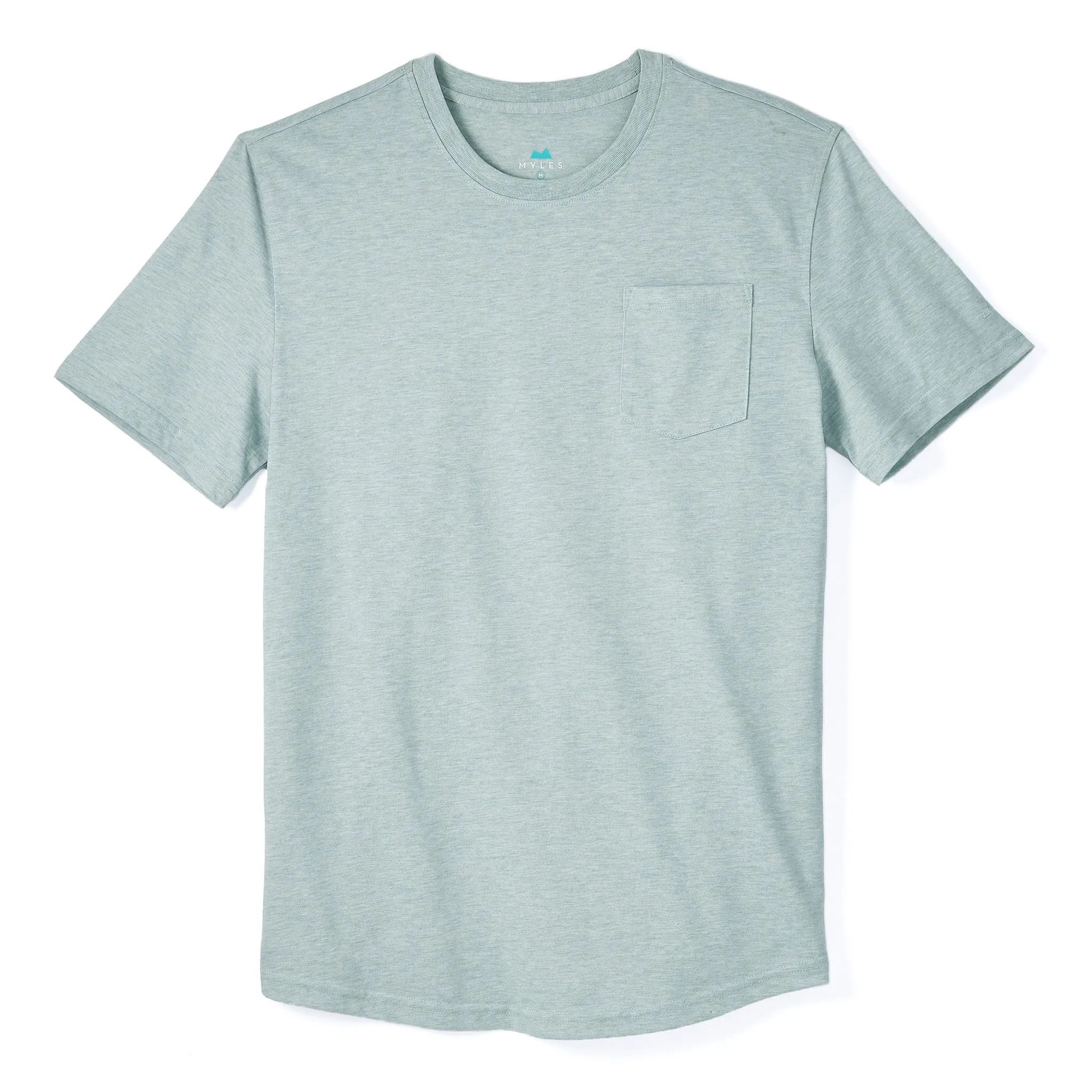 Everyday Tee with Pocket in Heather Gray Green