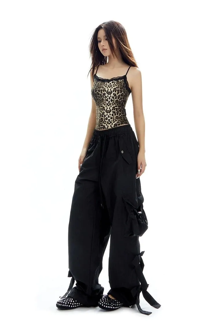 Leopard Print Lace Trim Camisole Top