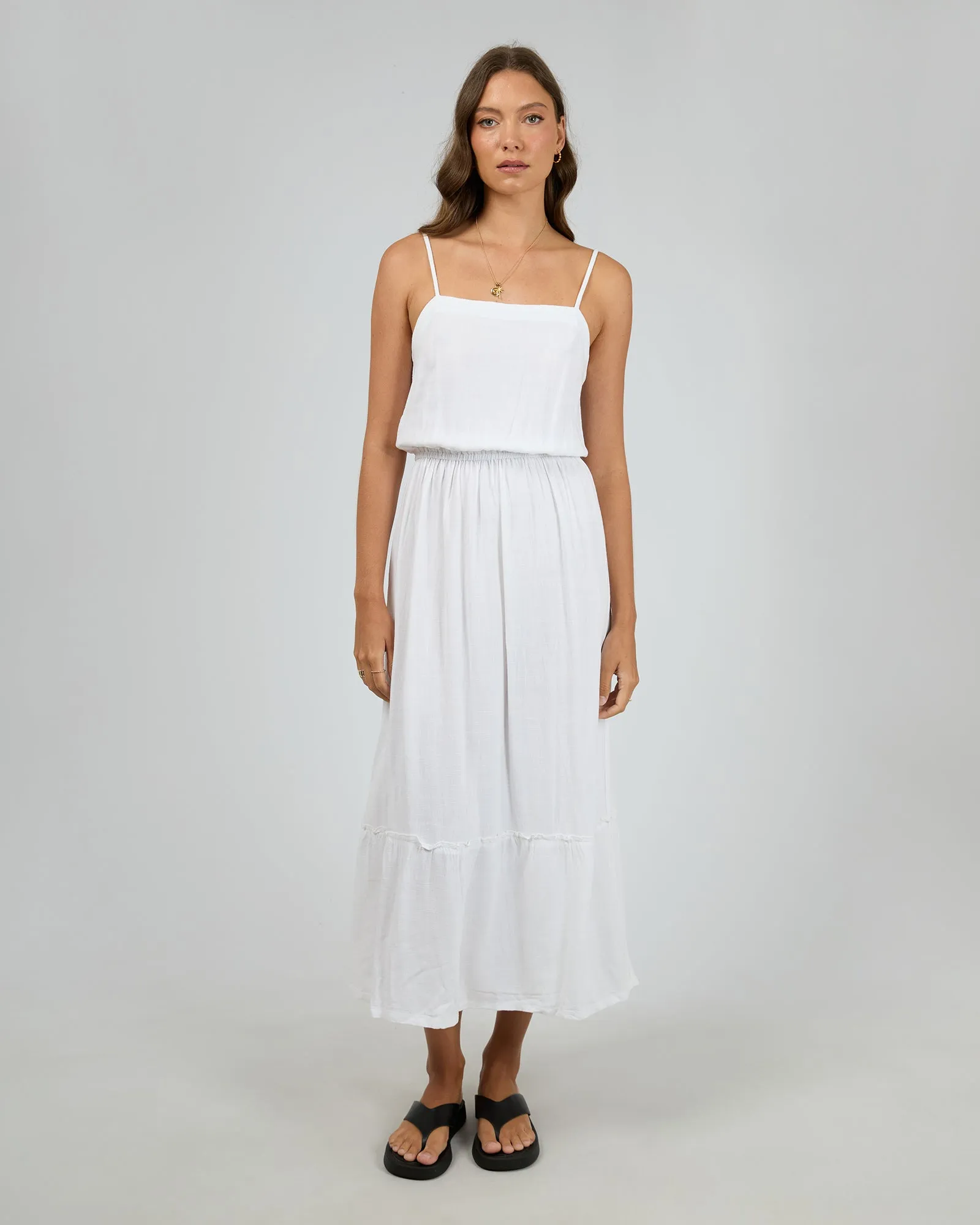 Luxe Linen Maxi Dress Vintage White