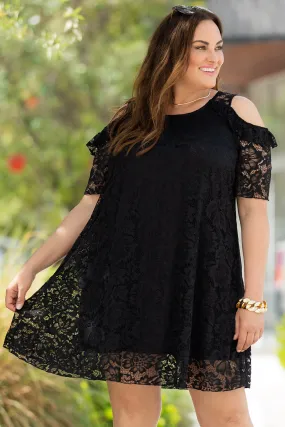 Plus Size Cold Shoulder Lace Dress