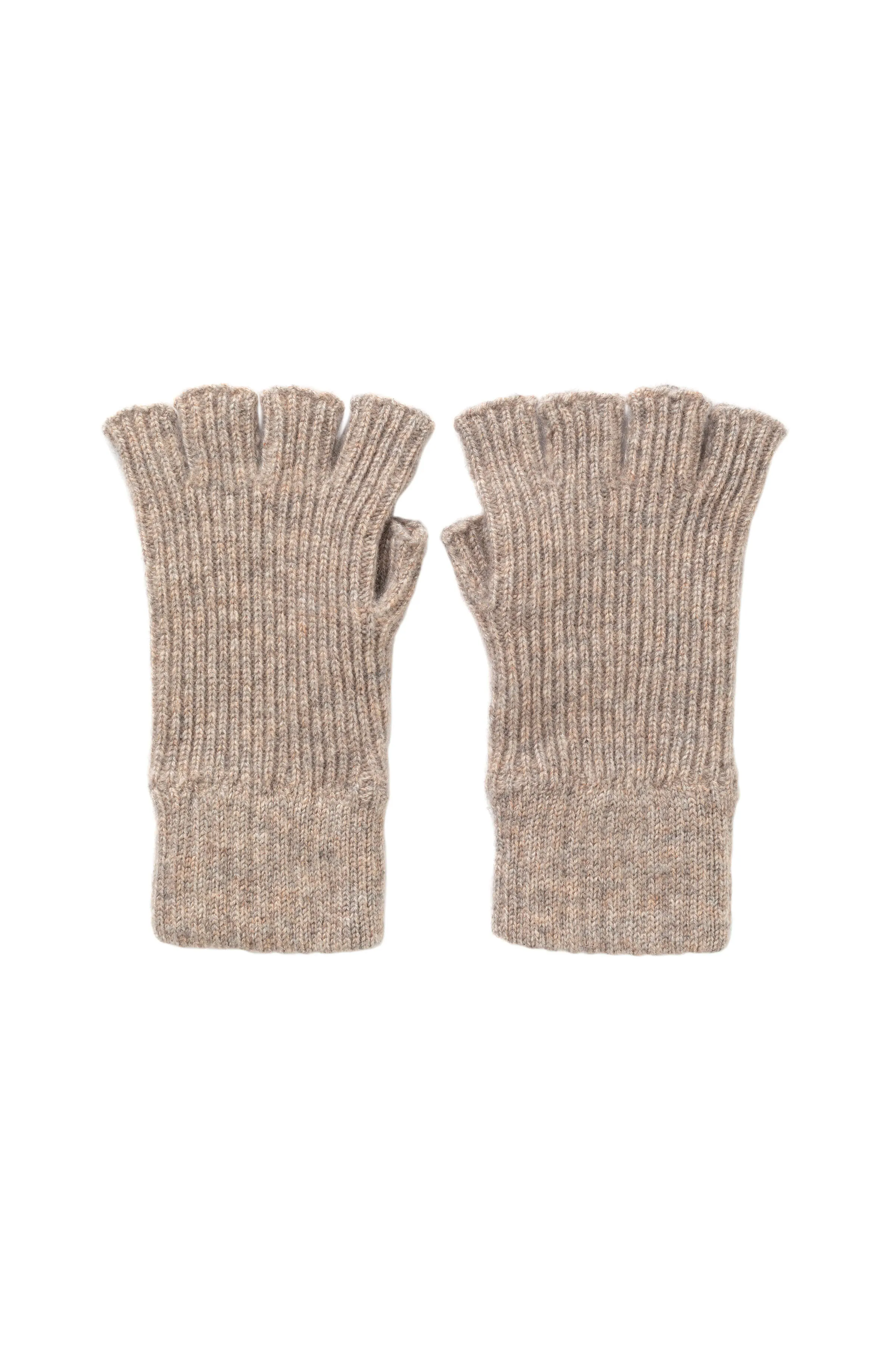 Ribbed Cashmere Fingerless Gloves