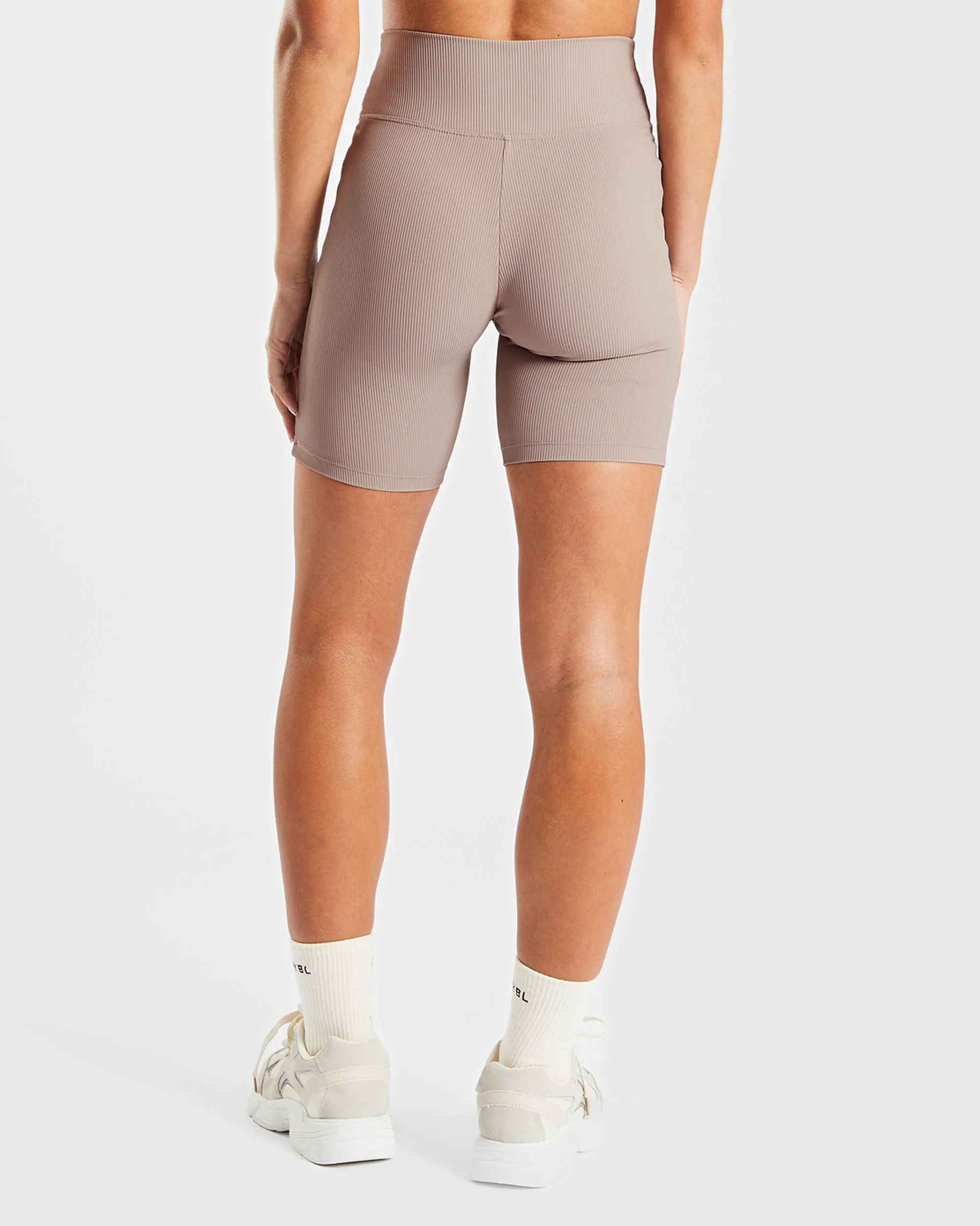 Sculpt Ribbed Cycling Shorts - Taupe