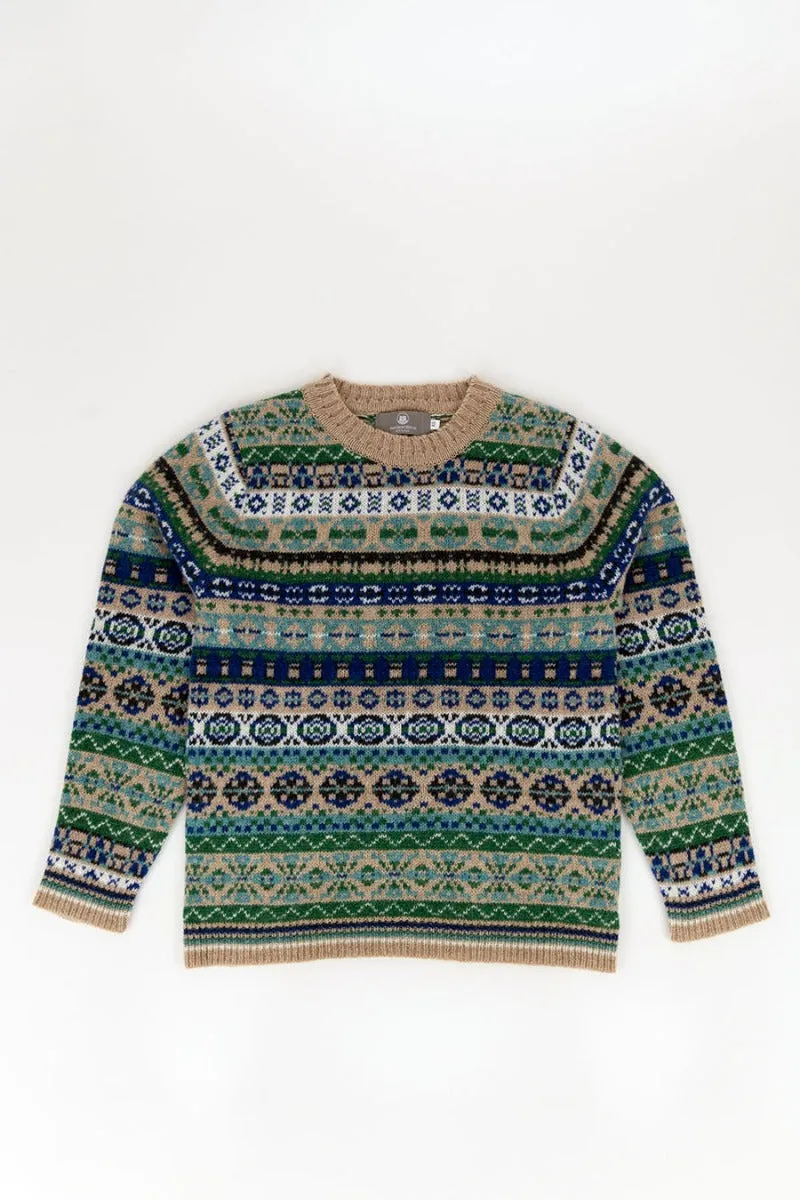 Womens Drumtochty fair isle jumper - Blue Green